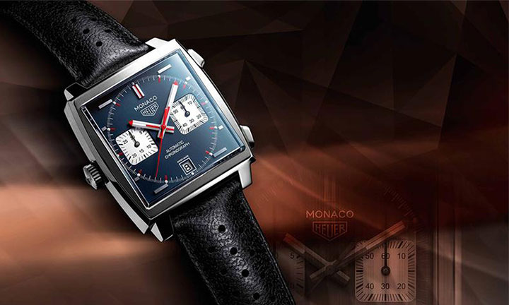 TAG Heuer Monaco Stahl Automatik Chronograph Armband Leder... for  Rs.579,390 for sale from a Trusted Seller on Chrono24