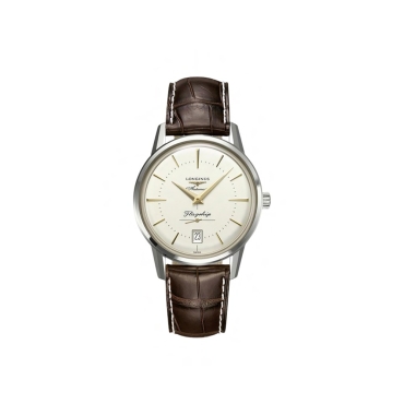 Longines Flagship Automatic Date  38.5mm Silver Dial Leather Strap