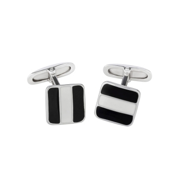 Square Black and White, Cufflinks in Silver