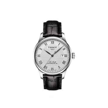 Tissot Le Locle Powermatic 80  39.3mm Silver Dial  Black Leather Strap