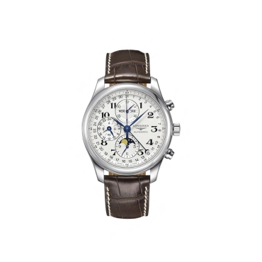 Longines Master Automatic Chronograph 42mm Silver Dial Leather Strap