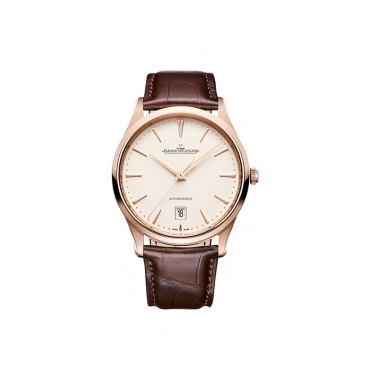 Jaeger-LeCoultre Master Ultra Thin Date  39mm EggShell Dial Brown Leather Strap