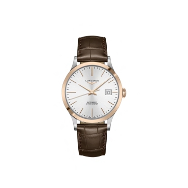 Longines Record Automatic  40mm Silver Dial Leather Strap