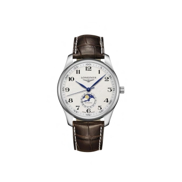 Longines Master Automatic Moon Phase  42mm White Dial Brown Leather Strap
