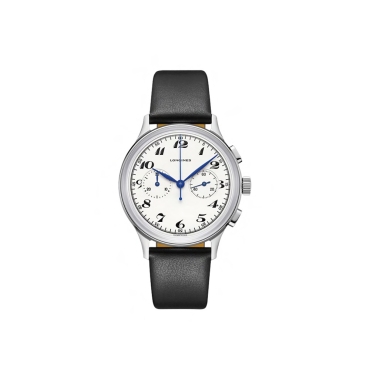 Longines Heritage Classic Chrono  40mm White Dial  Black Leather Strap