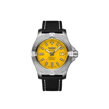 Breitling Avenger Automatic 45 Seawolf Yellow Dial Black Leather Strap