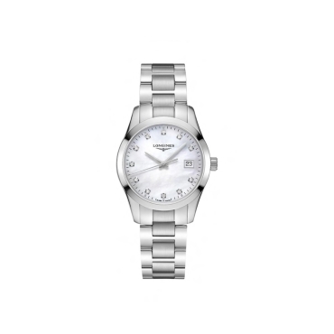 Longines Conquest 34mm White Mother-of-Pearl Dial  Stainless Steel Bracelet