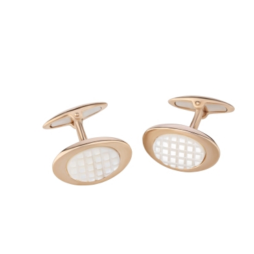 Oval, Mother-of-Pearl Stone, Rose Gold Plated Cufflinks