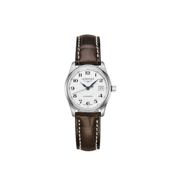 Longines Master 25.5mm White Dial  Brown Leather Strap