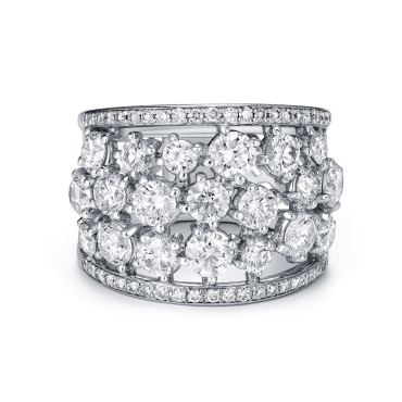5 Row Diamond Dress Ring on 18ct White Gold