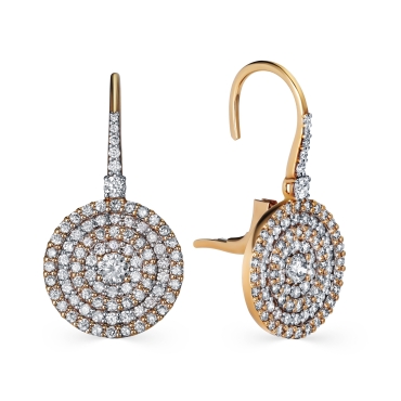 Diamond Pave Circle Earrings, 18ct Rose Gold