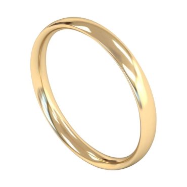 Ladies Medium Weight Traditional Court 2.5mm Wedding Band in 18ct Yellow Gold