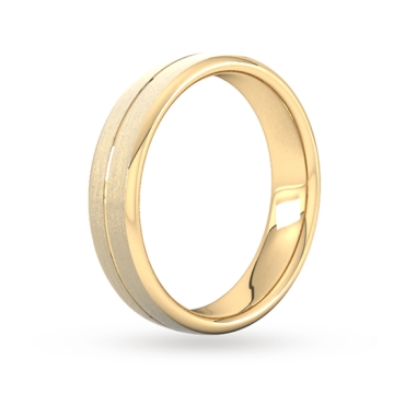 Gent's 18ct Yellow Gold Brushed Finish Centre Wedding Band