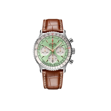 Breitling Navitimer B01 Chronograph 41 Green Dial Brown Alligator Leather Strap