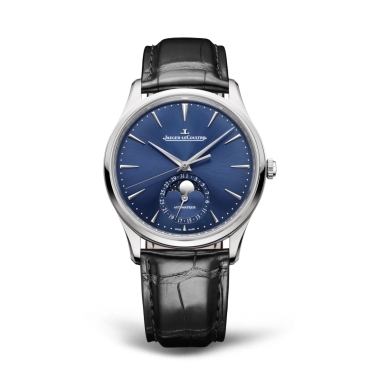 Jaeger-LeCoultre Master Ultra Thin Moon 39mm Blue Dial Stainless Steel Black Alligator Leather Strap