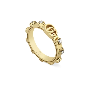 Gucci 18ct Yellow Gold Diamond Set GG Running Ring