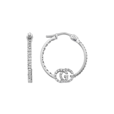 Gucci 18ct White Gold Diamond Small Hoop Earrings