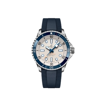 Breitling Superocean Automatic 42 Silver Dial Blue Rubber Strap