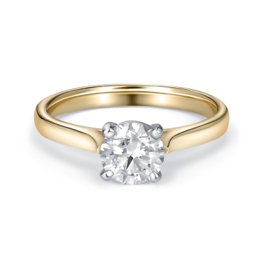 Round Brilliant Cut Solitaire Diamond Ring in 18ct Yellow Gold