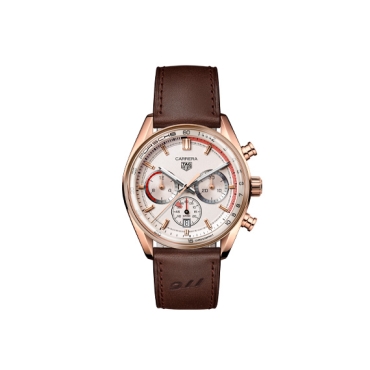 TAG Heuer Carrera Chronosprint X Porsche 42mm Silver Dial Stainless Steel Brown Leather Strap Beige Dial Brown Leather Strap