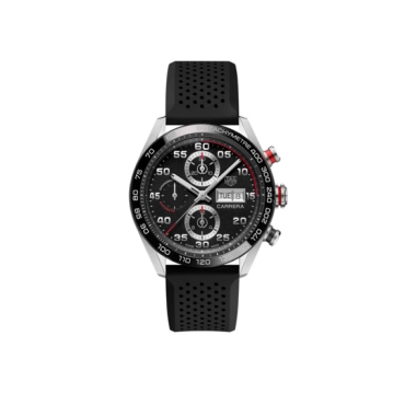 TAG Heuer Carrera Chronograph 44mm Black Dial Steel and Ceramic Black Rubber Strap