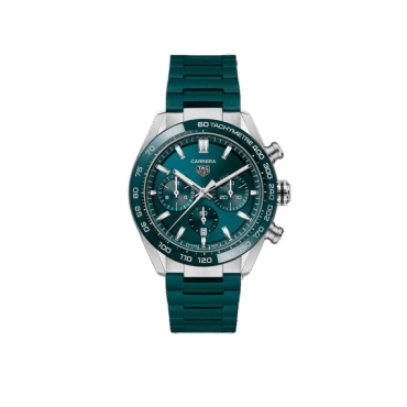 TAG Heuer Carrera Chronograph 44mm Green Dial Steel and Ceramic Green Rubber Strap