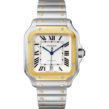 Santos de Cartier Watch, Large Model, Mechanical Movement, Automatic, Steel and Yellow Gold