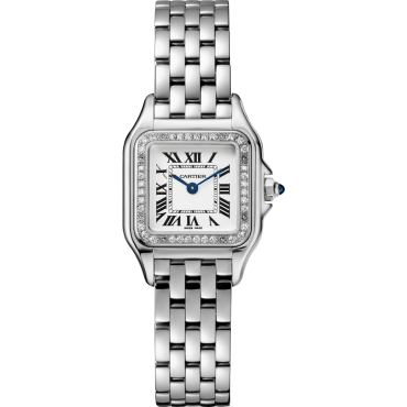 Panthère de Cartier Watch, Small Model, Quartz Movement, Steel, Diamonds