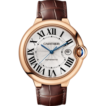 Ballon Bleu de Cartier Watch, 42mm, Mechanical Movement, Automatic Winding, Rose Gold, Brown Alligator-skin