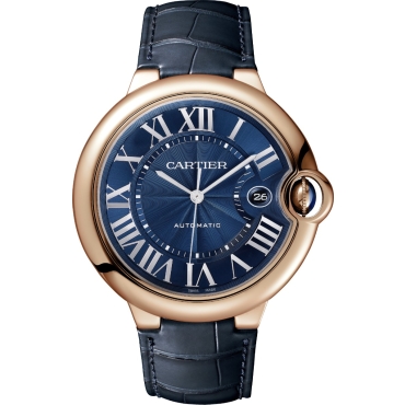 Ballon Bleu de Cartier Watch, 42mm, Mechanical Movement, Automatic Winding, Navy Blue Alligator-skin