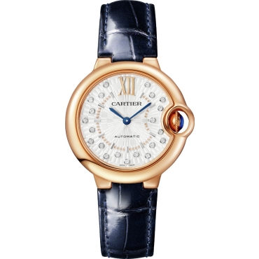 Ballon Bleu De Cartier Watch, 33 mm, Mechanical Movement with Automatic Winding, Rose Gold, Diamonds
