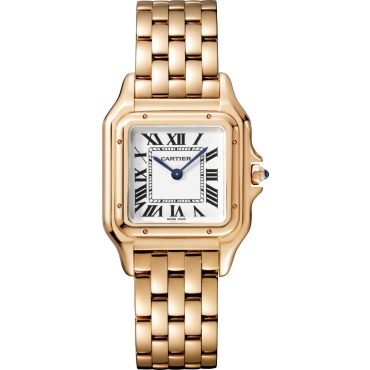 Panthère de Cartier Watch Medium Model, Silver Dial, Rose Gold Bracelet