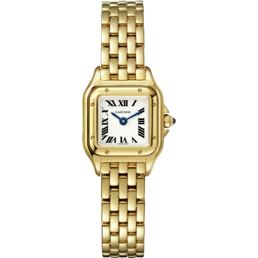 Panthère de Cartier Watch, Mini Model, Silver Dial, Yellow Gold Bracelet