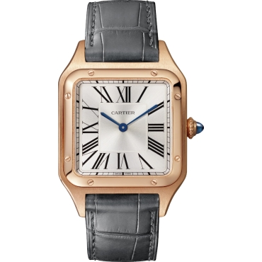 Santos-Dumont Watch, Large Model, Rose Gold, Grey Alligator Leather Strap