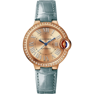 Ballon Bleu de Cartier watch, 33 mm, Mechanical Movement, Automatic Winding, Rose Gold, Diamonds