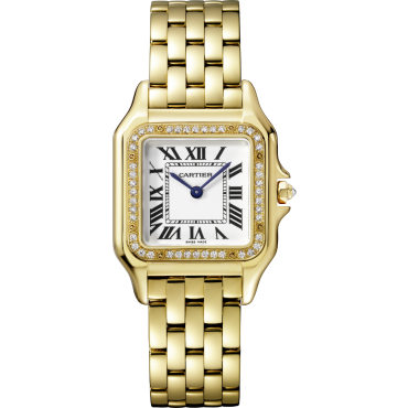 Panthère De Cartier Watch Medium Model, Quartz Movement, Yellow Gold, Diamonds