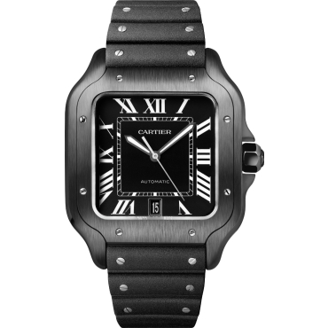 Santos De Cartier Watch Large Model, Automatic Movement, Steel, Adlc, Interchangeable Rubber And Leather Bracelets