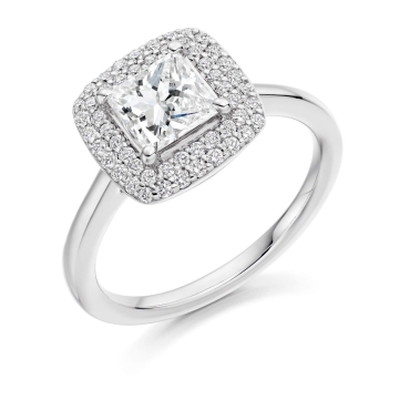 Princess Cut Diamond Halo Ring in Platinum