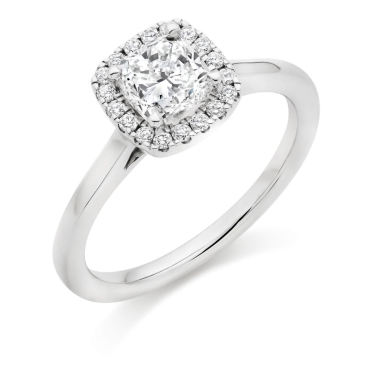 Cushion Cut Diamond Ring with Castel Bezel in Platinum