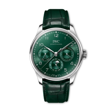 IWC Portugieser Perpetual Calendar 42mm Green Dial Green Alligator Leather Strap