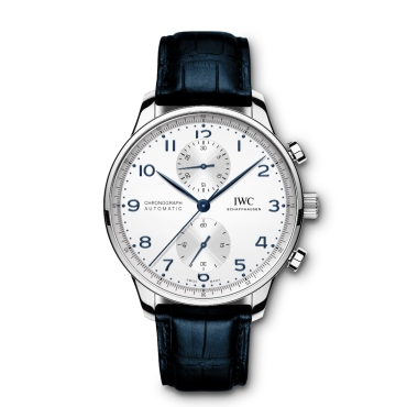 IWC Portugieser Chronograph 41mm White Dial Blue Leather Strap