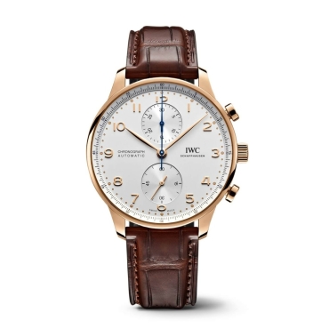 IWC Portugieser Chronograph 41mm White Dial  Brown Leather Strap