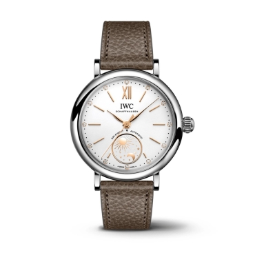 IWC Portofino Automatic Day & Night 34mm Grey Dial Stainless Steel Taupe Leather Strap