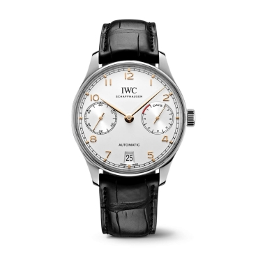 Portugieser Automatic 42.3mm White Dial Gold Index Black Leather Strap