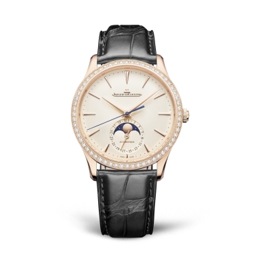 Jaeger-LeCoultre Master Ultra Thin Moon Rose Gold with Diamonds Black Alligator Leather