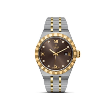 TUDOR Royal 28mm Brown Dial with Diamonds Steel and Yellow Gold Bracelet