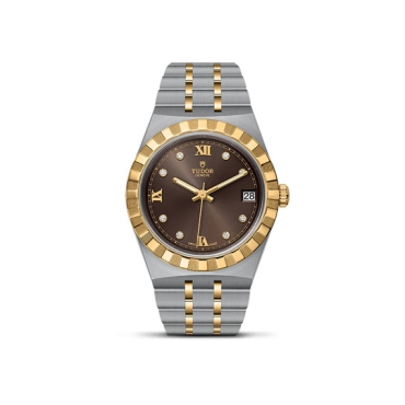 TUDOR Royal 34mm Brown Dial with Diamonds Steel and Yellow Gold Bracelet
