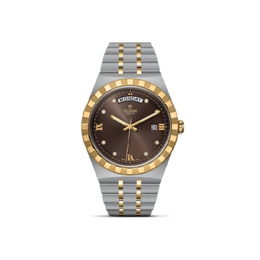 TUDOR Royal 41mm Brown Dial with Diamonds Steel and Yellow Gold Bracelet
