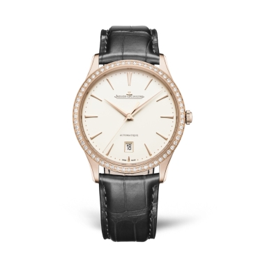 Jaeger-LeCoultre Master Ultra Thin Date 39mm Rose Gold with Diamonds Black Leather Strap