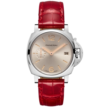 Panerai Luminor Due 38mm - Ivory Dial Red Alligator Leather Strap